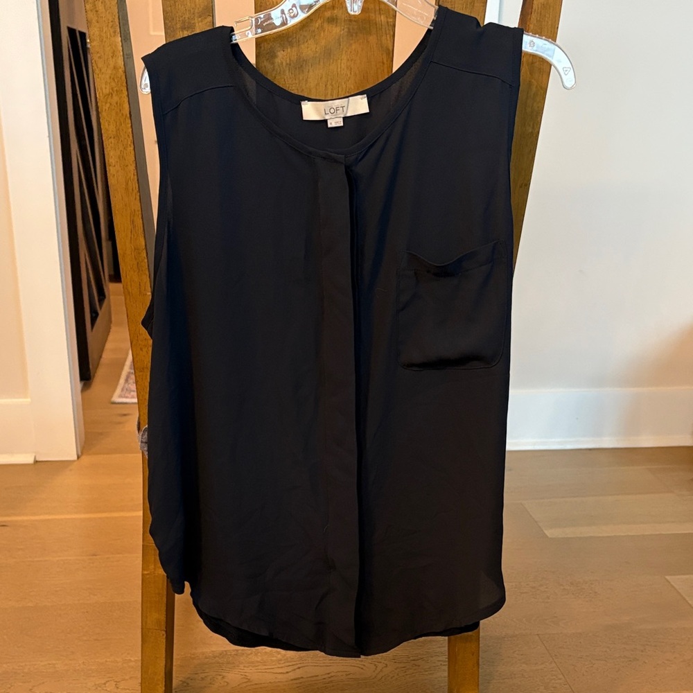 LOFT Women's Mixed Media Top in black